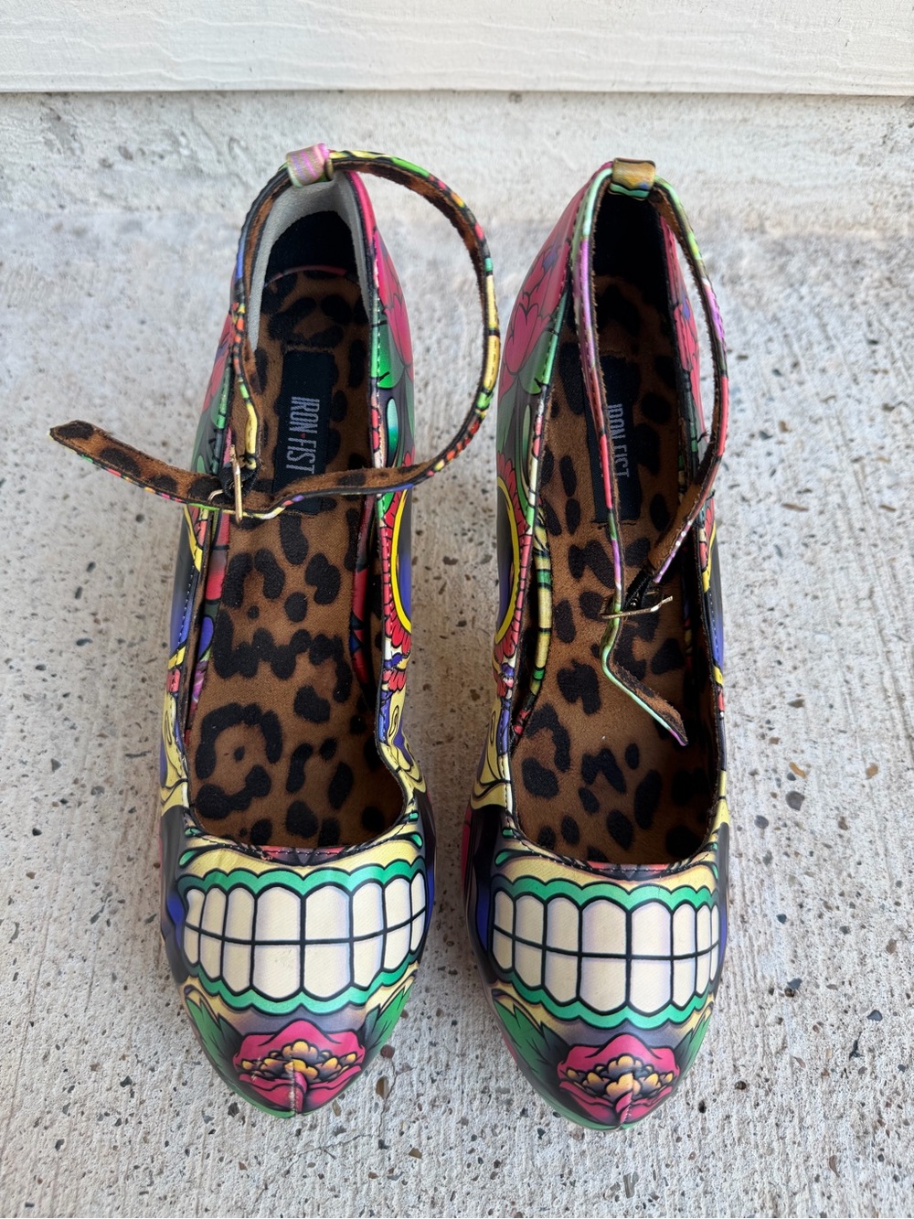 Iron Fist Sugar Skull Sweet Tooth Platform Heels Women 10 Goth Y2K - Picture 2 of 10